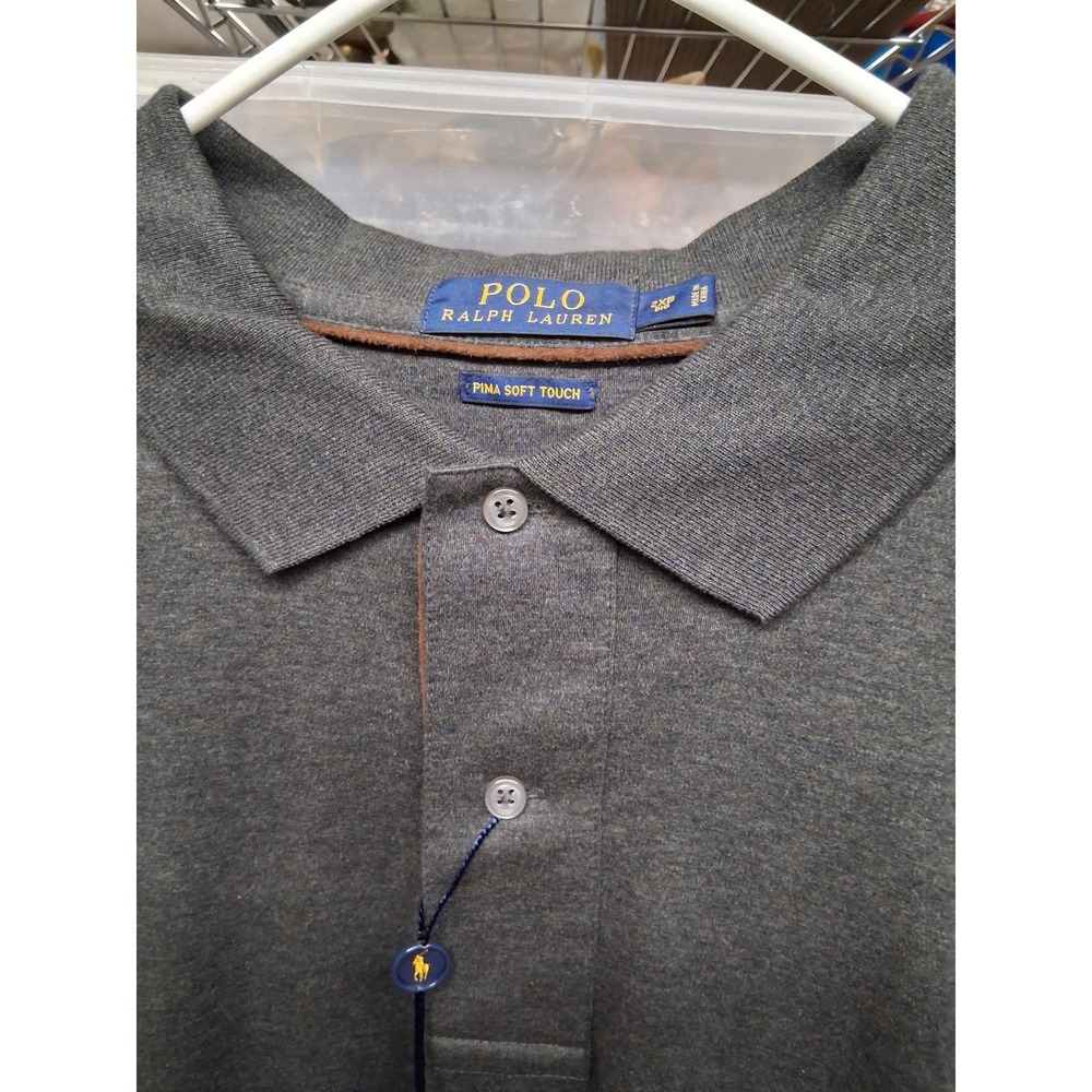 Polo Ralph Lauren Shirt Mens 2XB Gray Long Sleeve Pink Pony Logo